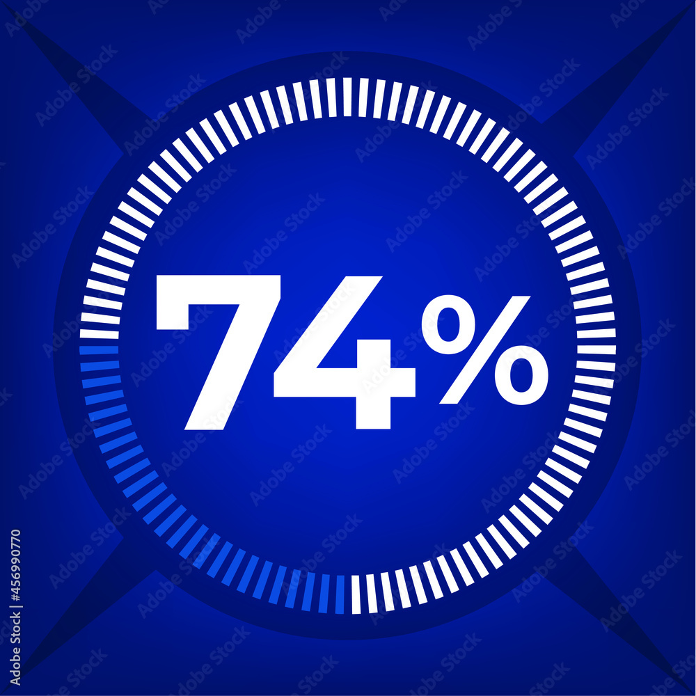 74 percent count on dark blue background 74 percent count on dark blue background