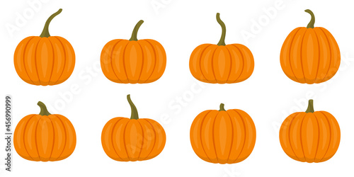 Pumpkin icon set for Halloween or Thanksgiving design. Orange autumn or fall food. Vector illustration. photo