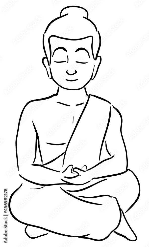 Meditating Buddha in outlines style over white background, Vector illustration Meditating Buddha in outlines style over white background, Vector illustration