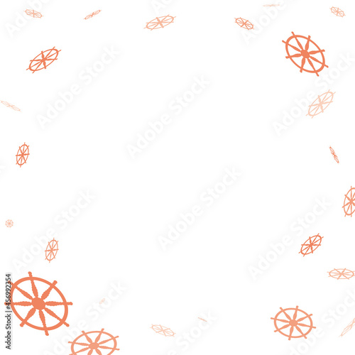 White background decorated with Dharmachakra wheels, Vector illustration