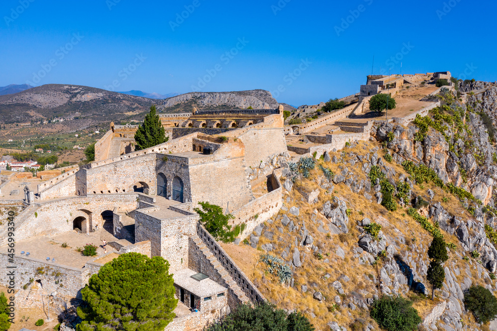 Palamidi castle on the hill above Nafplio city in Greece.