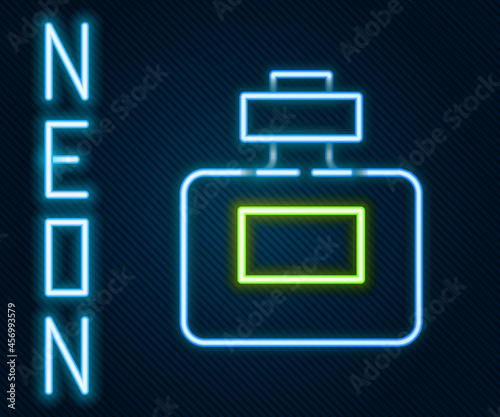 Glowing neon line Perfume icon isolated on black background. Colorful outline concept. Vector