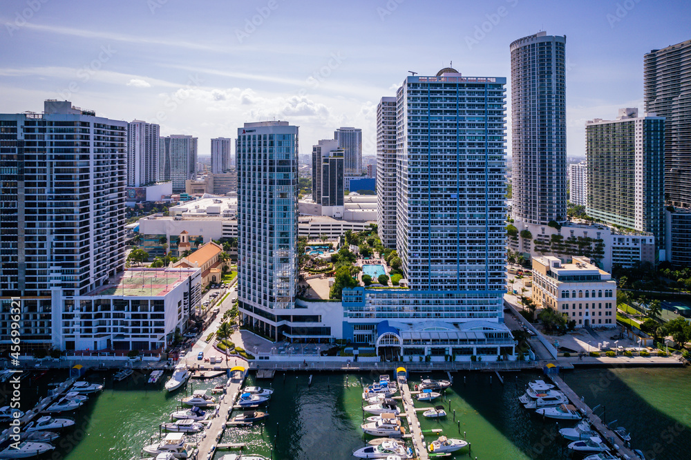 Fototapeta premium Aerial Drone of Biscayne Bay Miami Florida 