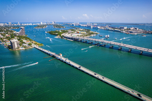 Aerial Drone of Biscayne Bay Miami Florida 