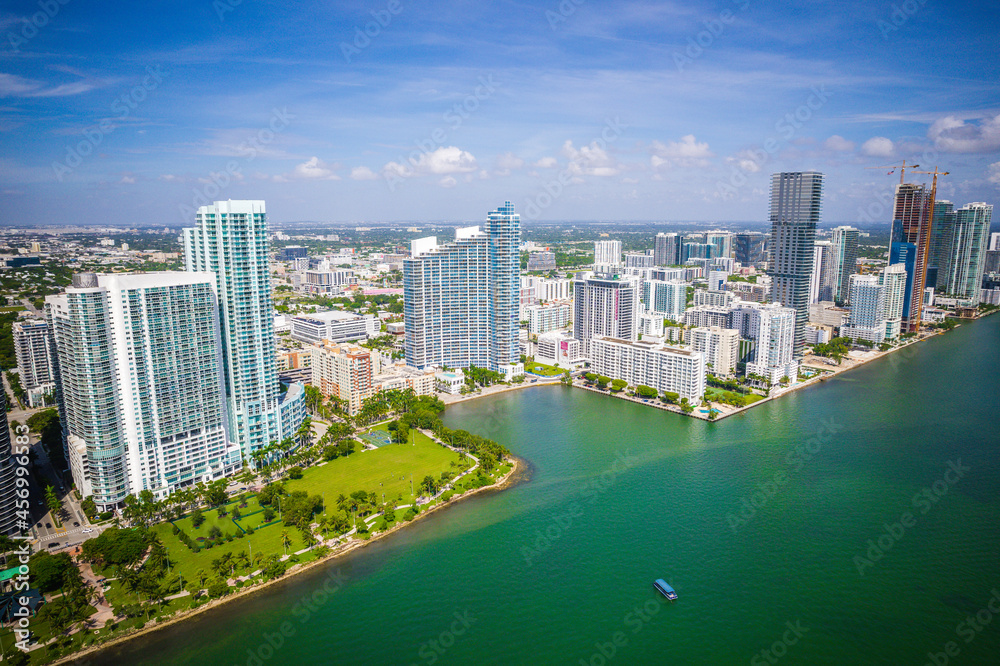 Naklejka premium Aerial Drone of Biscayne Bay Miami Florida 