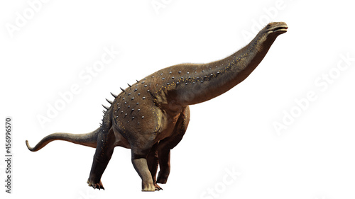 Alamosaurus  dinosaur from the Late Cretaceous period isolated on white background