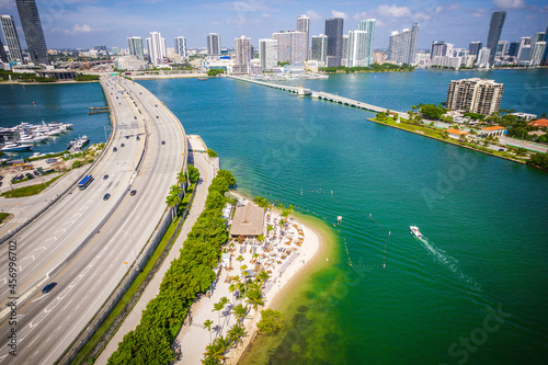 Aerial Drone of Biscayne Bay Miami Florida  © Jin