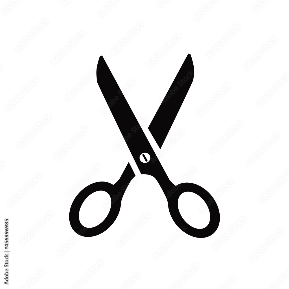 Scissors for household purposes. Black icon isolated on white background Scissors for household purposes. Black icon isolated on white background