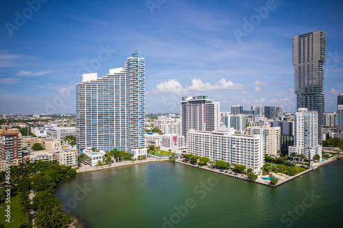 Aerial Drone of Biscayne Bay Miami Florida 