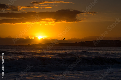 Sunset on the beach of A Lanzada Pontevedra