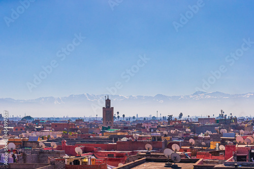 Panoramical view on the old Medina of Marrakech, Morokko