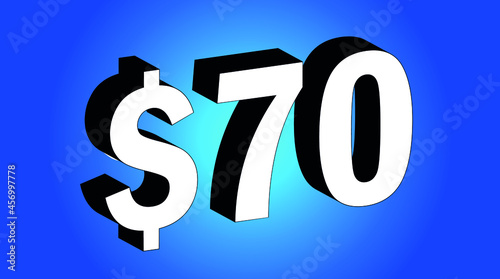 70 Dollar - $70 3D Blue Price Symbol Offer - Save