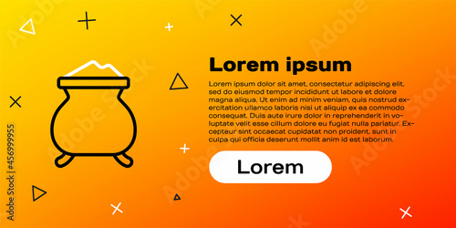 Line Molten gold being poured icon isolated on yellow background. Molten metal poured from ladle. Colorful outline concept. Vector