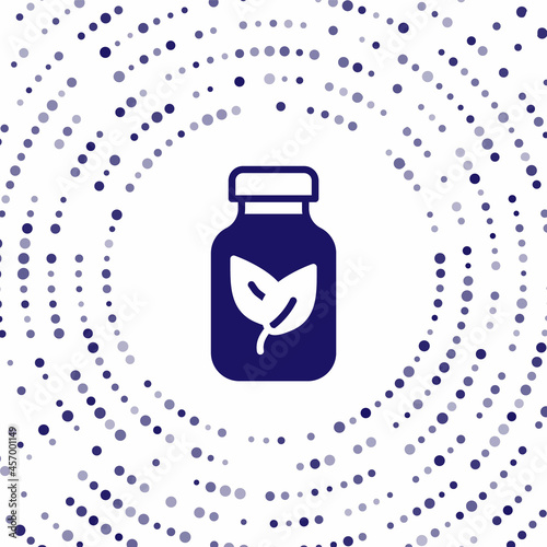 Blue Fertilizer bottle icon isolated on white background. Abstract circle random dots. Vector