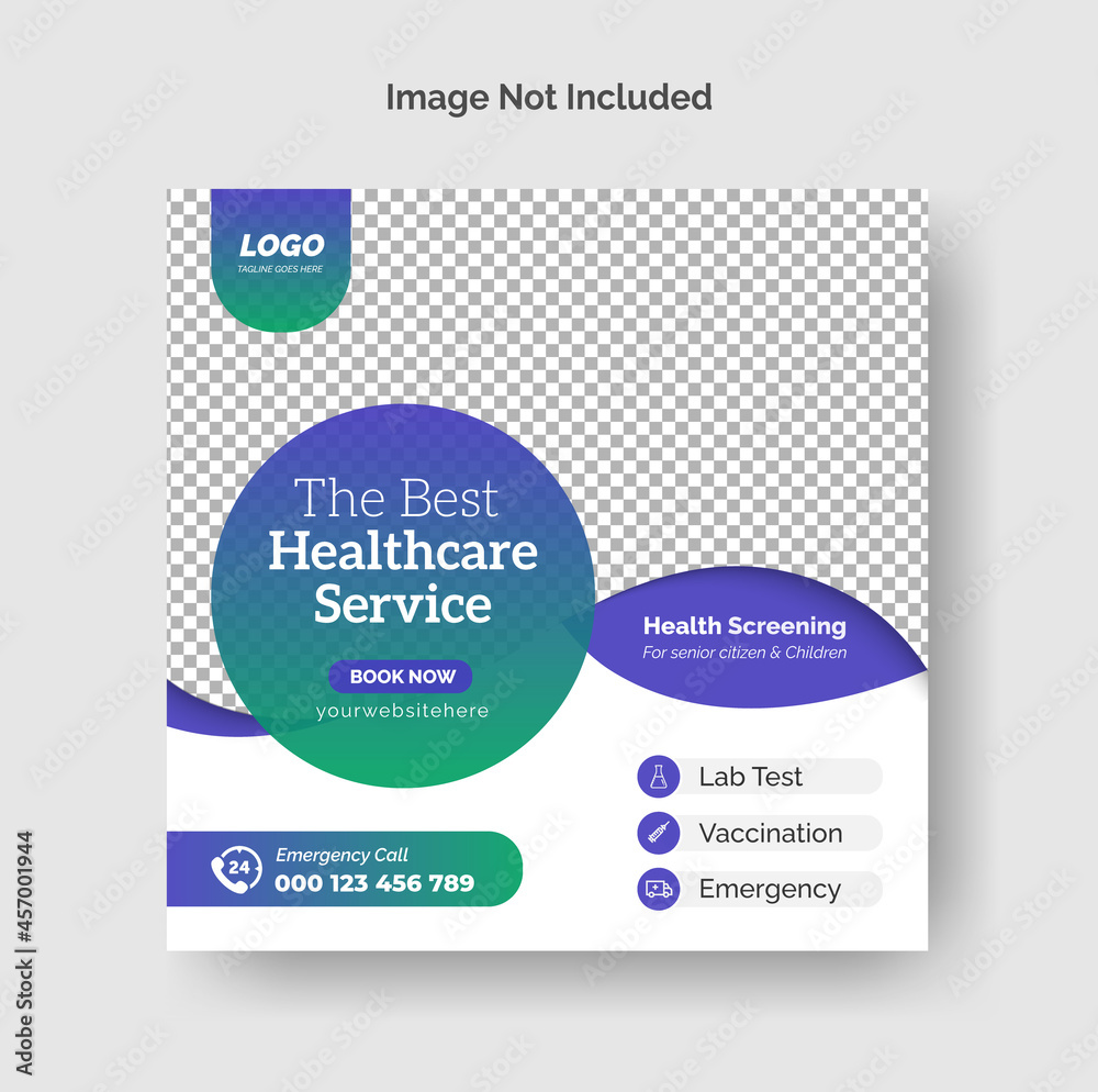Medical healthcare social media post design template or editable square flyer banner Premium Vector