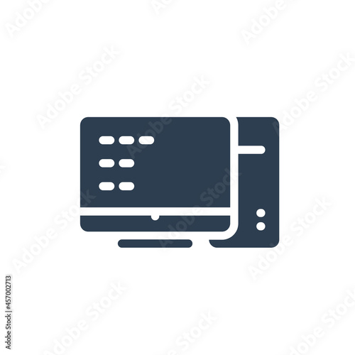 computer, desktop solid flat icon. vector illustration