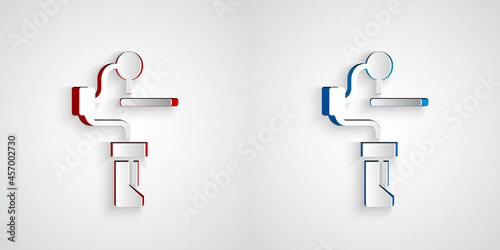 Paper cut Gimbal stabilizer for camera icon isolated on grey background. Paper art style. Vector