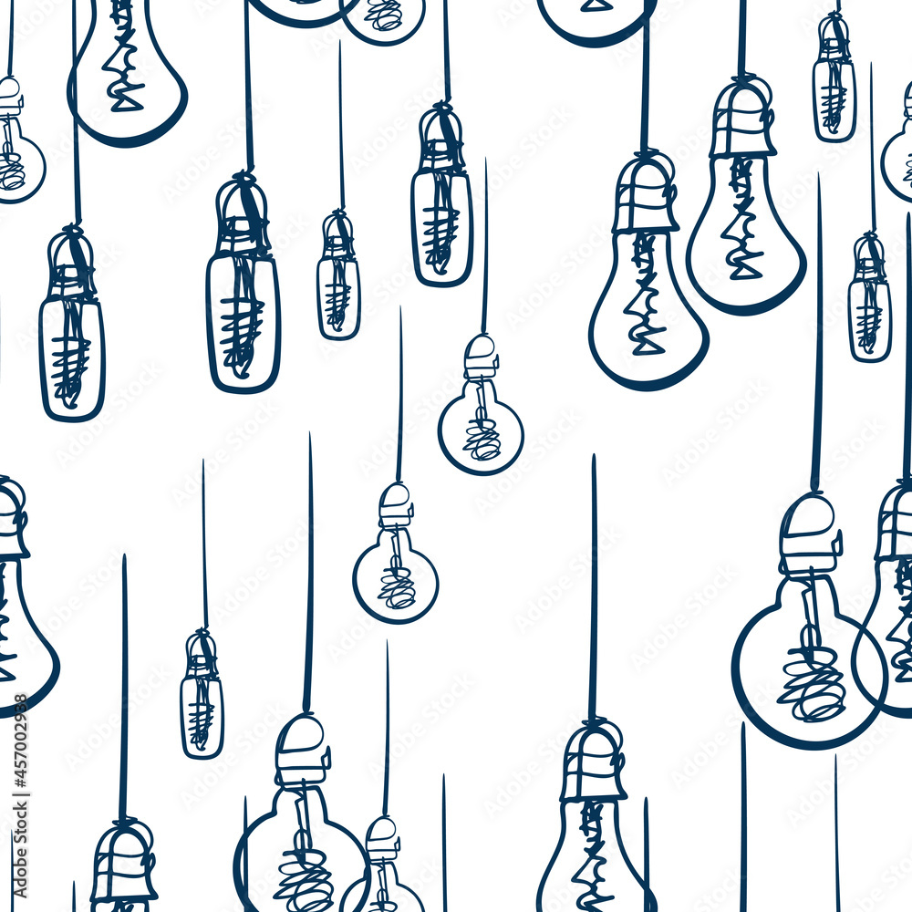bulb vector seamless pattern outline decorative