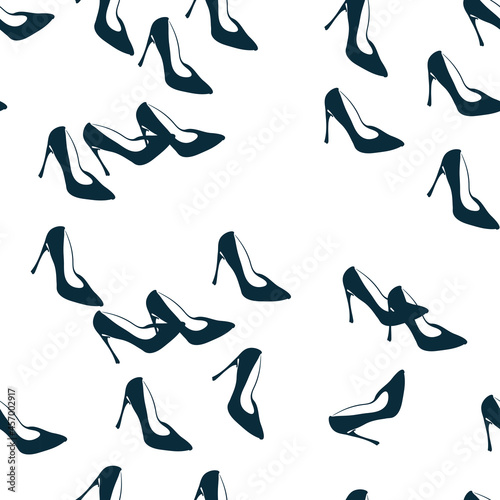 heels shoes vector seamless pattern outline decorative