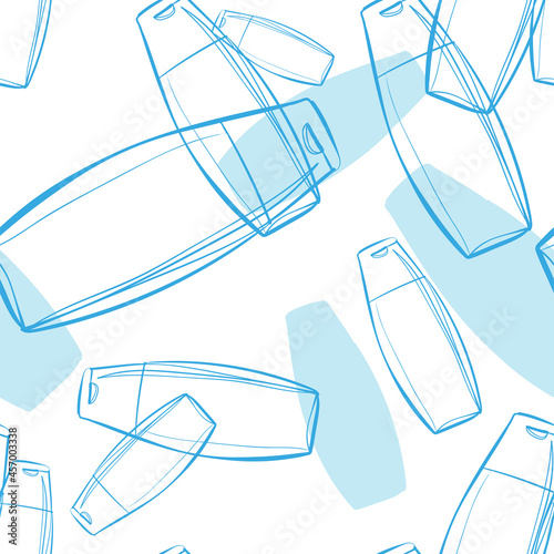 shampoo liquid cosmetics care vector seamless pattern outline decorative