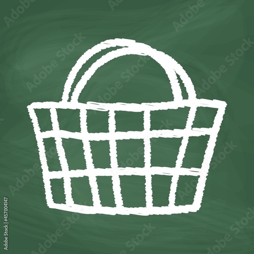 Bag line Icon design white chalk. Draw a picture on the blackboard. photo