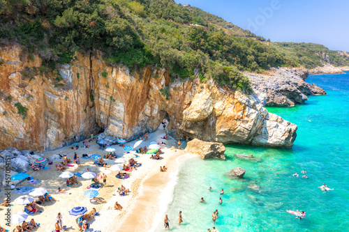 Famous Mylopotamos beach at Tsagarada of Pelion in Greece. photo