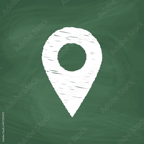 Pinpoint line Icon design white chalk. Draw a picture on the blackboard.