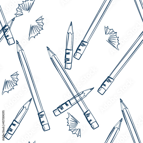 pencil shavings vector seamless pattern outline decorative