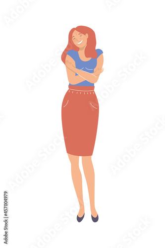 woman hugging herself