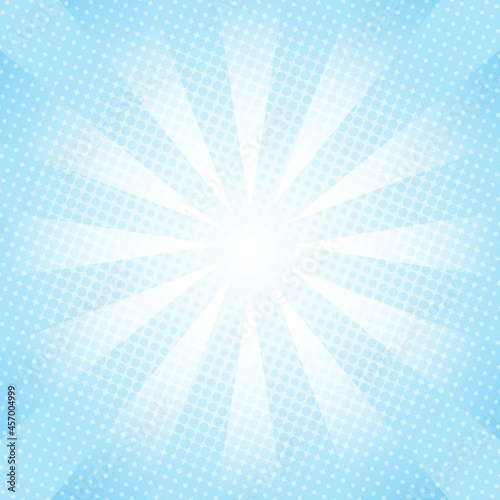 White and blue Sunburst Pattern Background. Sunburst with rays background. Vector illustration. White and blue radial background. Halftone background.