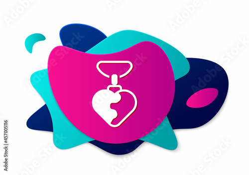 Color Necklace with heart shaped pendant icon isolated on white background. Jewellery decoration. International Happy Women Day. Abstract banner with liquid shapes. Vector