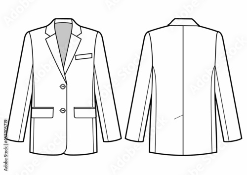 Women s oversized blazer jacket technical sketch