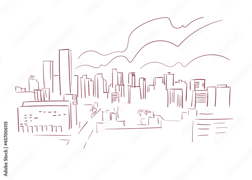 Edmonton Alberta Canada vector sketch city illustration line art