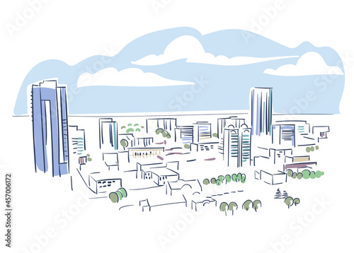 Kitchener Ontario Canada vector sketch city illustration line art colorful watercolor style photo