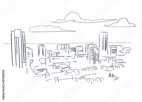 Kitchener Ontario Canada vector sketch city illustration line art