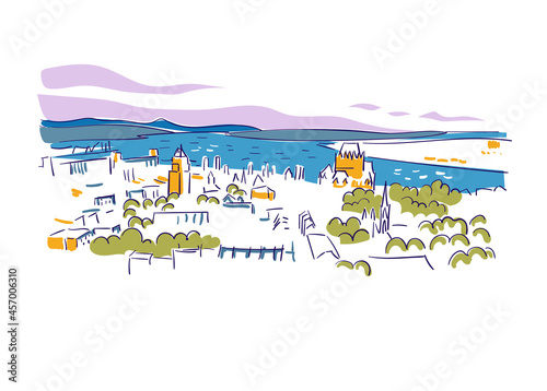 Quebec Quebec Canada vector sketch city illustration line art colorful watercolor style