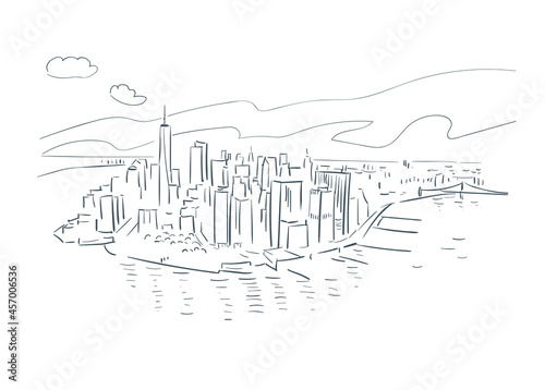 New York usa vector sketch city illustration line art