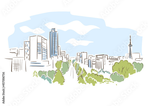 Beijing China vector sketch city illustration line art sketch