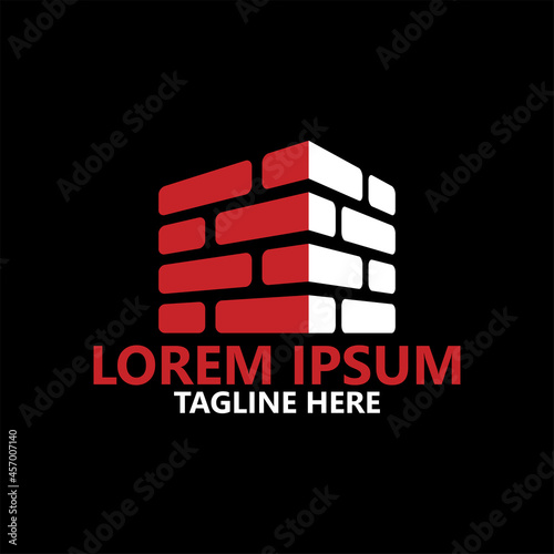 Brick construction logo template design