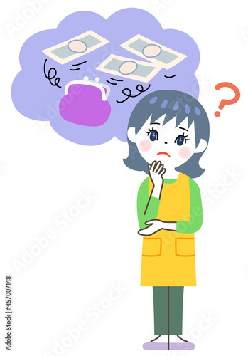 お金の心配をする主婦