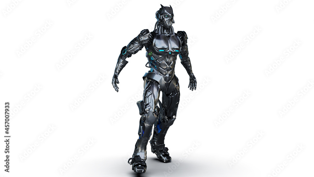 Mechanic Cyborg of background, 3d rendering