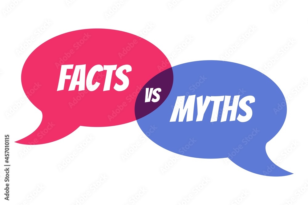 Myths vs facts Vector illustration on white background Thin line speech bubbles with facts and myths Speech bubble icons Concept of thorough fact-checking or easy compare evidence Flat cartoon style Myths vs facts Vector illustration on white background Thin line speech bubbles with facts and myths Speech bubble icons Concept of thorough fact-checking or easy compare evidence Flat cartoon style