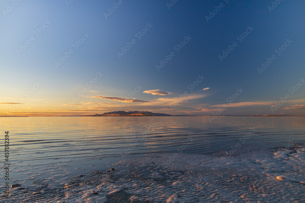 Sunset over The Great Salt Lake at Antelope Island State Park, Utah, USA