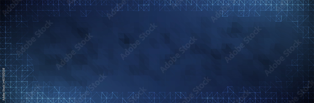 Abstract Blue Background. Dark triangle pattern. Technology style. Science presentation backdrop. Vector illustration