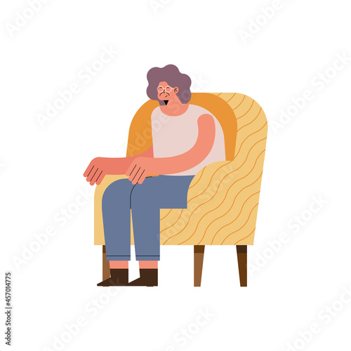 Old woman on chair