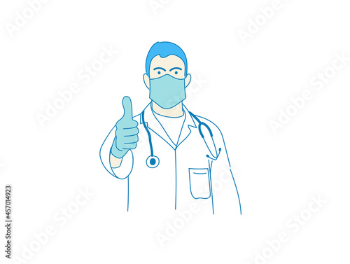 male doctor in protective clothing,gloves and mask holding , Coronavirus, social distancing and health concept.