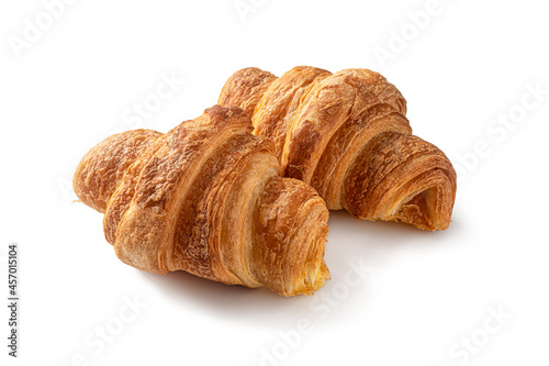 Two fresh croissants made of puff pastry