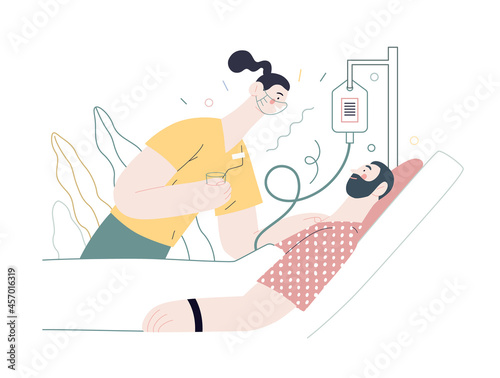 Nursing care - medical insurance illustration. Modern flat vector