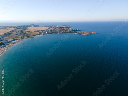 Aerial view of Gradina (Garden) Beach near town of Sozopol, Bulgaria