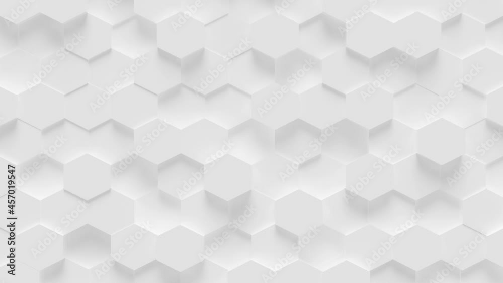 Minimal Hexagons Loop 1 White: array of many small matte white hexagons moving far and near. Minimal clean background. Smooth motion hexagonal surface. Seamless loop.
Minimal Hexagons Loop 1 White: array of many small matte white hexagons moving far and near. Minimal clean background. Smooth motion hexagonal surface. Seamless loop.